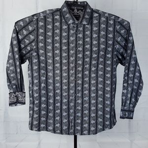 Mens Zagiri Floral Striped Black Shirt